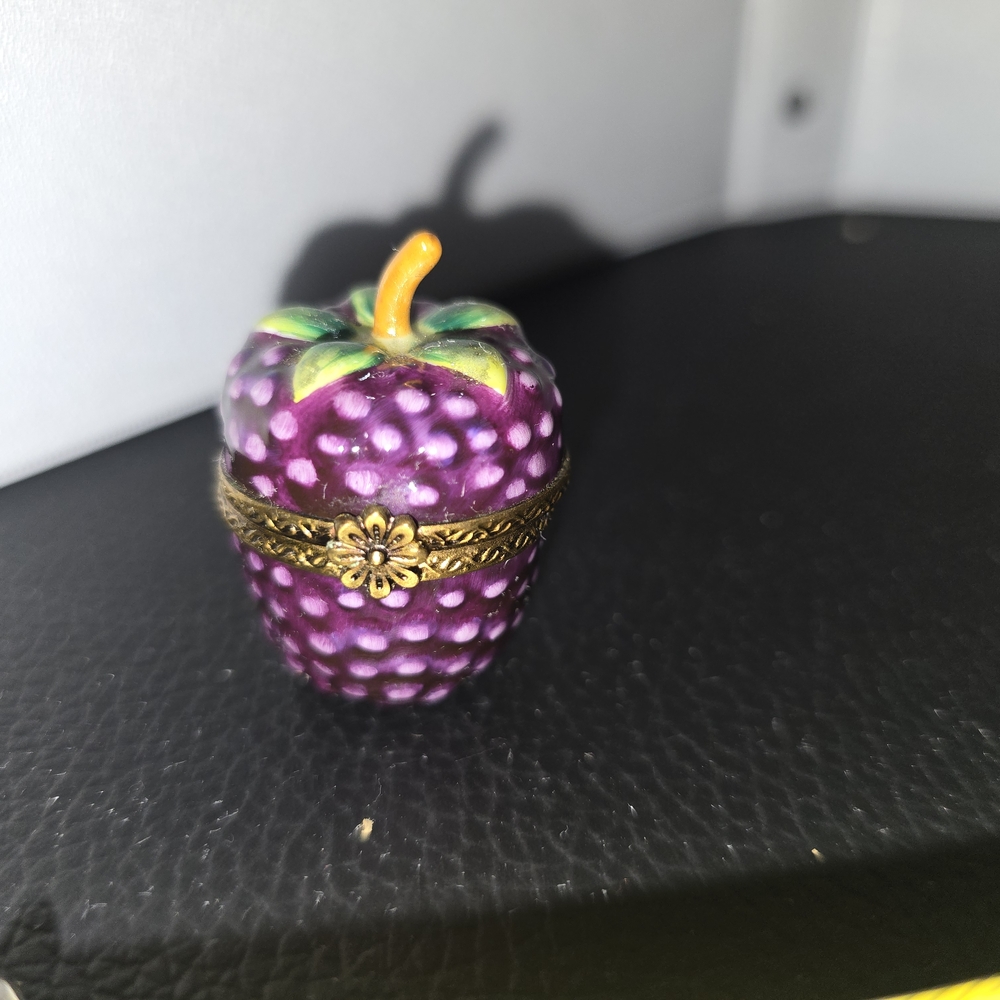 Limoges Purple and Green Berry Trinket Box